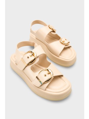 Capone Outfitters Cortney Dolgu Topuklu Çift Bantlı Tokalı Kadın Sandalet
