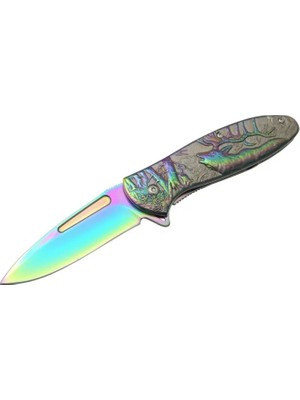SHC4200 Geyikli Gökkuşağı Çakı 19,5 cm , Kemerlikli