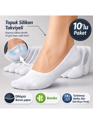 Baff 10’lu Erkek Bambu Babet Çorap Beyaz