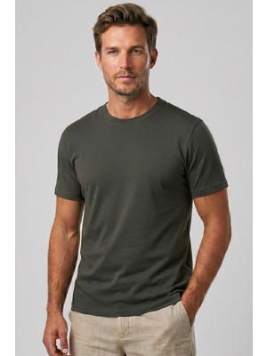 goffra Erkek Vision Premium Kalite Yoğun Dokulu Pamuklu T-Shirt Haki M101-R0220-11