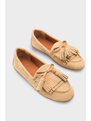 Capone Outfitters Veronique Püsküllü Ahşap Aksesuarlı Yumuşak Kadın Loafer Ayakkabı
