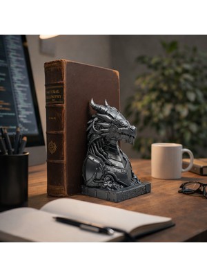 Modela Mekanik Ejderha Kitap Tutucu | Cyberpunk Dragon Bookend | Dekoratif Kitap Desteği