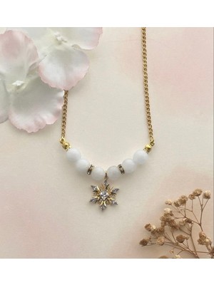 Lumea Mama Doğal Taş Kar Tanesi Kolye❄️