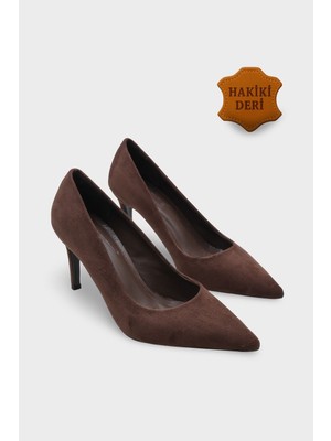 Capone Outfitters Rhonda Orta Topuklu Günlük Şık Astar Hakiki Deri Stiletto