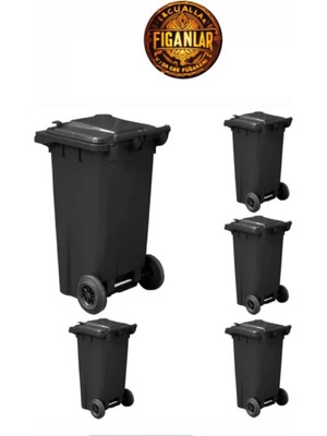 PremiumPort 120 Litre Siyah Plastik Çöp Konteyneri, Dayanıklı ve Isıya Karşı Güçlü