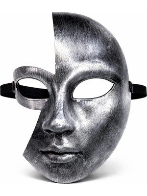 Zayka Mey Ithalat® Antik Efektli Gümüş Yarım Yüz Plastik Parti Maskesi