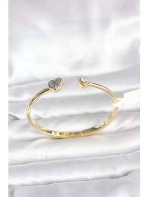 LTG Nova Pirinç Gold Renk Kalpli Model Kadın Kelepçe Bileklik - TJ-BB8089