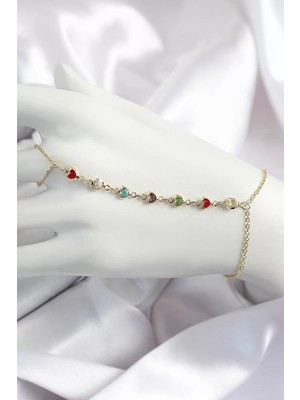 LTG Nova Pirinç Renkli Kalpli Zirkon Taşlı Y Model Gold Renk Kadın Şahmeran - TJ-SN680