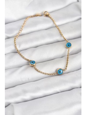 LTG Nova Çelik Gold Renkli Nazar Boncuk Model Kadın Bileklik - TJ-BB8164