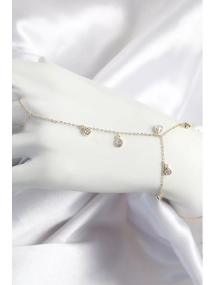 LTG Nova Pirinç Zirkon Taşlı Sallantılı Damla Model Gold Renk Kadın Şahmeran - TJ-SN703