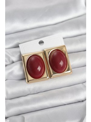 LTG Nova Bordo Kare Model Gold Renk Kadın Küpe - TJ-BKP11673