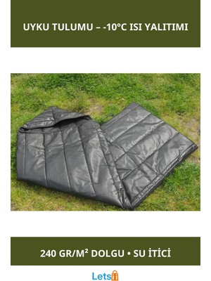 Özbience Nefes Alabilen Su Geçirmez Kaplama Polar Uyku Tulumu 10°c, 210X70CM