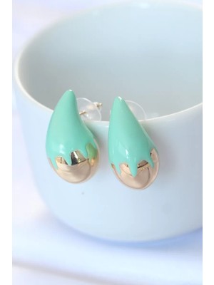 LTG Nova Turkuaz Mineli Çift Renk Damla Küpe - TJ-BKP8867