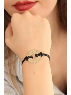 LTG Nova Happy (Mutlu) Siyah Deri Ipli Unisex Mood Bileklik - TJ-BB1987