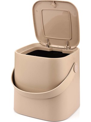 PremiumPort 8 Litre Tutma Saplı Iç Kovalı Beyaz Mutfak Çöp Kovası
