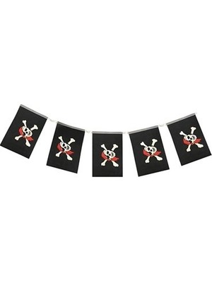 Zayka Mey Ithalat® Korsan Partisi Korsan Logo Baskılı Flama Süs Afiş Süsleme 8 Li