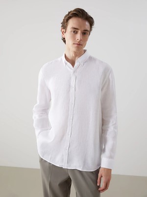 Lc Waikiki Yeni Sezon Slim Fit Uzun Kollu %100 Keten Erkek Gömlek