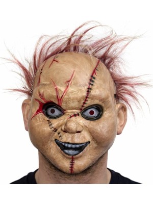 Zayka Mey Ithalat® Çaki Korku Bebek Maskesi - Saçlı Plastik Yüz Maskesi