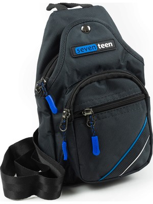 İmaks Küçük Boy Çokgözlü Günlük Çapraz Göğüs El ve Omuz Çantası Unisex Body Bag Siyah Mavi 955
