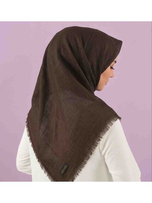 Özense Flamlı Pamuklu Terletmeyen 4 Mevsim Kullanılabilir 100X100 cm Koyukahve Renkli Eşarp