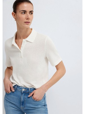 Mavi Örme Ekru Polo Tişört 1614311-70057