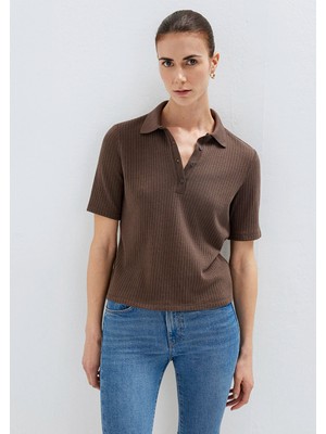 Mavi Örme Kahverengi Polo Tişört 1614311-87537