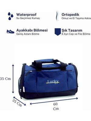 Özbience Lacivert Spor ve Seyahat Çantası, Günlük ve Halısaha Için Pratik Valiz