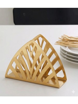 Geometrik Gold Metal Peçetelik – Modern Sofra Düzenleyici