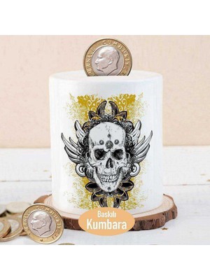 Asilmeydan Desenlerle Kuru Kafa Skull Baskılı Para Birikim KUMBARASI-193
