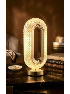 Wolawood Kraliyet Saray Modeli Masa Üstü Abajur Dokunmatik 3 Renk Modlu USB Şarjlı Gold Tasarım Şık Dekoratif Gece Lambası Özel Seri