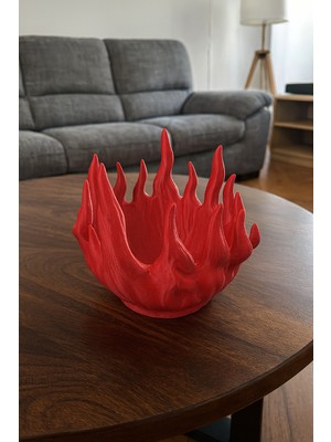 Modela Alev Tasarımlı Dekoratif Kase | Modern Ateş Formu Anahtarlık & Dekor Kasesi (Pla+ 3D Baskı)