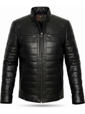 Tabakhanem Erkek Hakiki Kuzu Derisi Hakim Yaka Slim Fit Şişme Deri Ceket