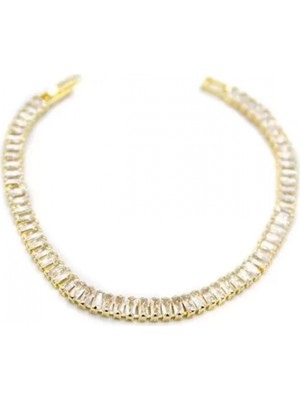 Pileli Store Baget Taşlı Su Yolu Bileklik - Altın