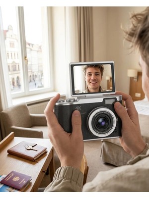 TeknoKesgin Kesgin Market® 48 Mp 4K Dijital Kamera 8x Zoom ve 180 Derece Ekran Yeni Başlayanlar Için Uygun