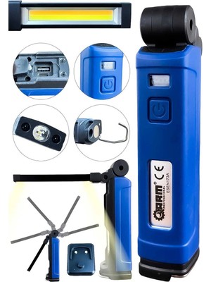 TeknoKesgin Kesgin Market® Arm ESEN173-A 1000 Lümen Mıknatıslı Döner Başlıklı Powerbank Şarjlı Tamir