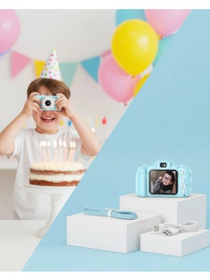 TeknoKesgin Kesgin Market® Mavi Kompakt Dijital Kamera Hd Video ve Fotoğraf Çekim Özellikli USB Bağlantıl