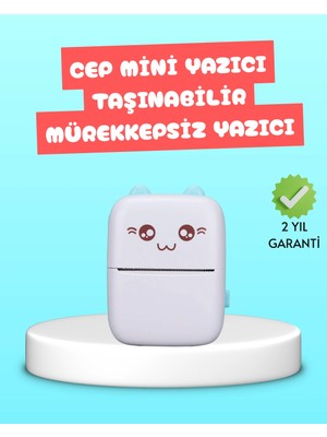 TeknoKesgin Kesgin Market® Mini Termal Yazıcı Kablosuz Taşınabilir Bluetooth Bağlantılı 200 Dpı Teknok