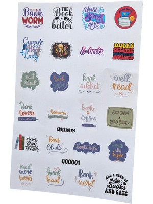 Fizello Kitap Sevenler Için Hazırlanmış Sticker Seti - 24 Adet Etiket - Folyo Kesim