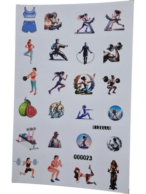 Fizello Fitness Için Hazırlanmış Sticker Seti - 24 Adet Etiket - Folyo Kesim