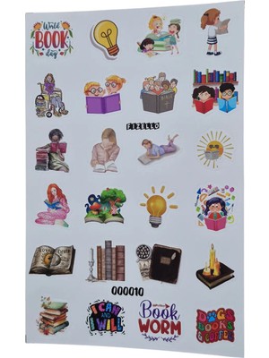 Fizello Kitap Sevenler Için Hazırlanmış Sticker Seti - 24 Adet Etiket - Folyo Kesim