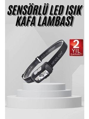 Kesgin Market® Sensörlü Şarjlı Type-C Şarj Işıklı Kafa Lambası Kamp Lambası Teknokesgin