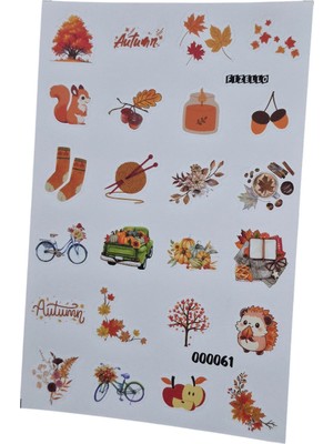 Fizello Sonbahar Temalı Sticker Seti - 24 Adet Etiket - Folyo Kesim