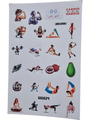 Fizello Fitness Için Hazırlanmış Sticker Seti - 24 Adet Etiket - Folyo Kesim