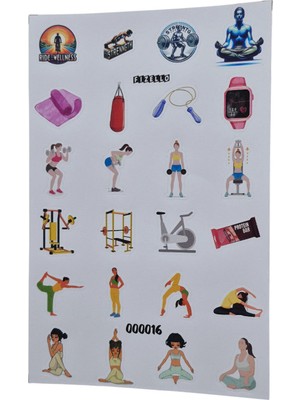 Fizello Fitness Için Hazırlanmış Sticker Seti - 24 Adet Etiket - Folyo Kesim