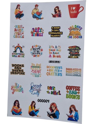 Fizello Kitap Sevenler Için Hazırlanmış Sticker Seti - 24 Adet Etiket - Folyo Kesim