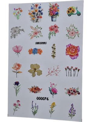 Fizello Ilkbahar ve Çiçek Temalı Sticker Seti - 24 Adet Etiket - Folyo Kesim