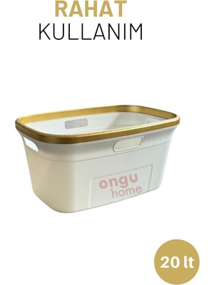 PremiumPort Altın Renkli Çamaşır Sepeti ve Temizlik Kovası Seti