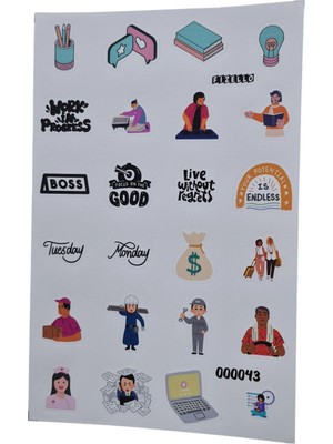 Fizello Ofis Iş Hayatı Için Hazırlanmış Sticker Seti - 24 Adet Etiket - Folyo Kesim