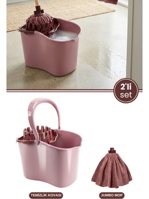 PremiumPort Sıkmalı Temizlik Kovası 15L ve Mikrofiber Jumbo Havlu Mop Seti