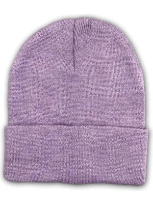 Royaleks Kesgin Market® Unisex Basic Düz Katlamalı Bere Lila Teknokesgin